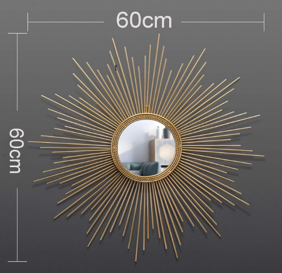 Round Wall Mirrors for Hallway and Living Room, Large Sunburst Mirror Decorative Wall Mountable Shabby Chic Home Decor Wall Mounted Mirrors,Gold,80cm