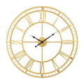 Beautiful Metal Wall Clock Golden Finish Roman Number Detailing