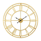 Beautiful Metal Wall Clock Golden Finish Roman Number Detailing