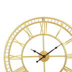 Beautiful Metal Wall Clock Golden Finish Roman Number Detailing