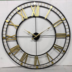 Black And Gold Powder Coated Metallic Wall Clock For Living Room