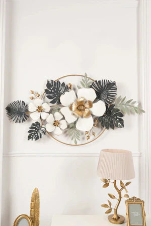 Gold & Green Floral Metal Wall Art ( Length 133cm x Height 68 cm
