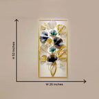 Wild Petals In Sleek Rectangular Golden Frame Metal Wall Art