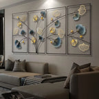 4Pcs Metal Ginkgo Leaf Wall Art Hanging Decor Sculpture for Living Room