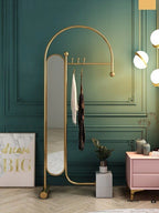 Koo Decorative Full Length Standing Floor Mirror Decor in Gold with Marble Base With Hanger
