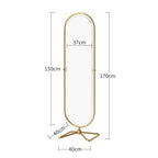 Insha Oval Decorative Full Length Standing Floor Mirror Decor in Gold