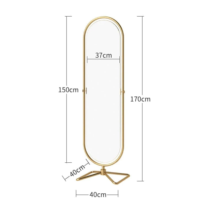 Insha Oval Decorative Full Length Standing Floor Mirror Decor in Gold