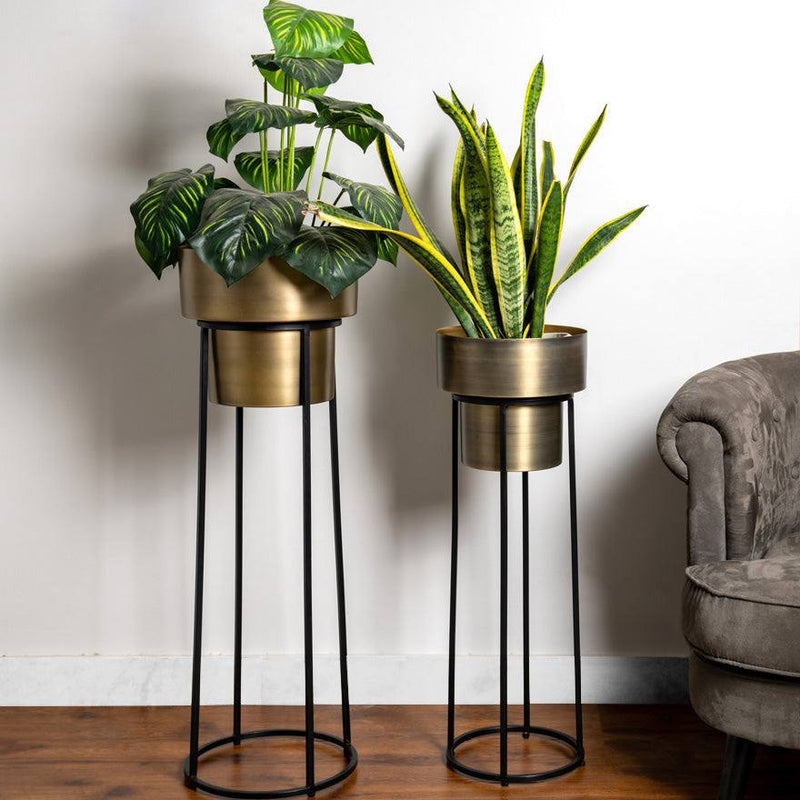 Indoor Metal Planters, Set of 2 - Antique
