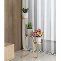 Plant Pot Stand Metal Decor Large Gold Flower