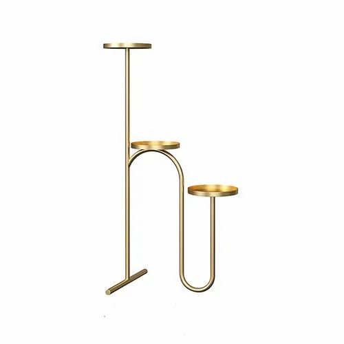 Plant Pot Stand Metal Decor Large Gold Flower