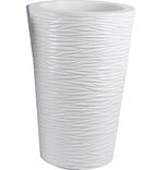 Modern Tapered Round Planters – Textured White & Matte Black Tall Garden Pots