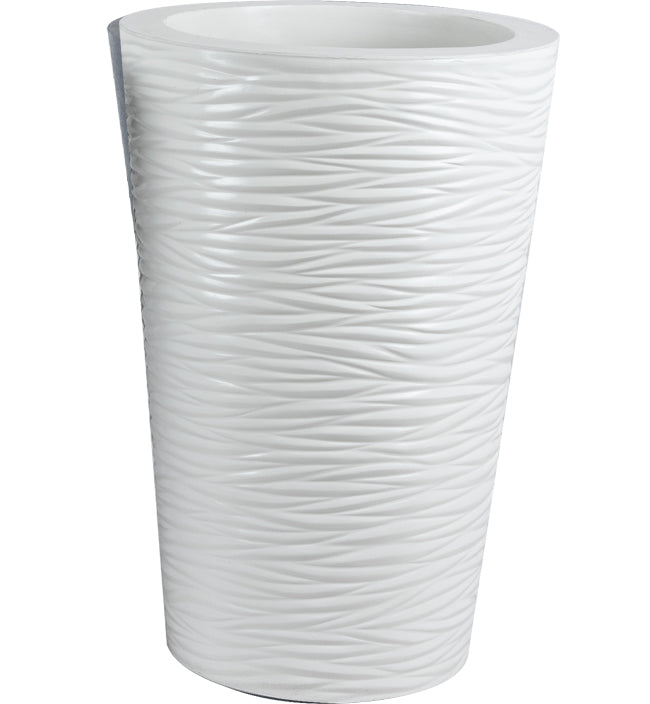 Modern Tapered Round Planters – Textured White & Matte Black Tall Garden Pots