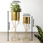 Abstract Gold Planter - Modern Metal Planter - Pair