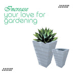 Tapered Square Planter with Stacked Tiered Stone Finish