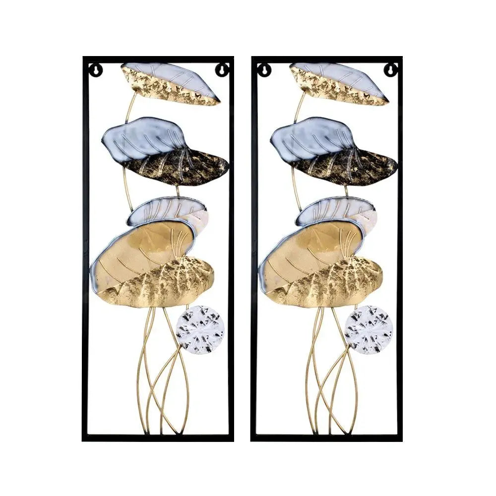 Leaf Motif Rustic Metal Wall Art Masterpiece (Multicolour)- Set of 2