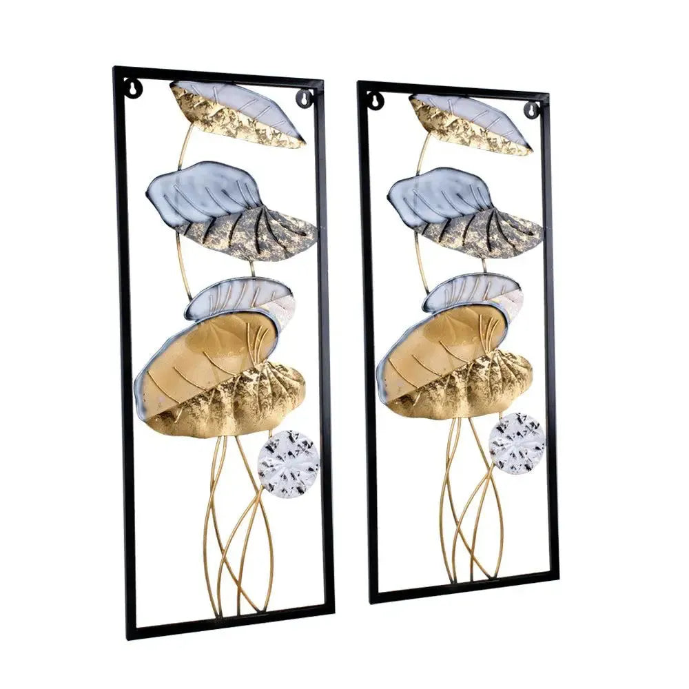 Leaf Motif Rustic Metal Wall Art Masterpiece (Multicolour)- Set of 2